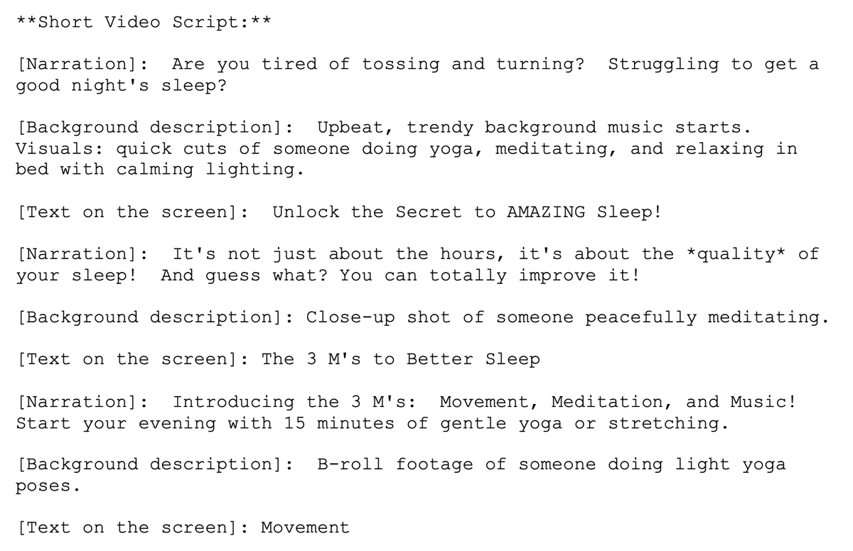 Video Script screenshot